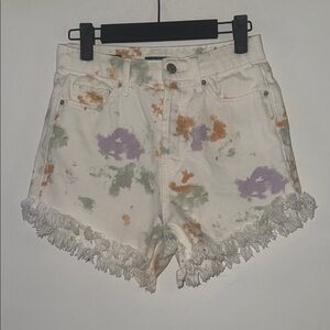 Fringed Tie-Dye Women Shorts